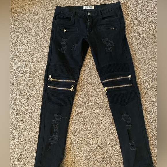 Dstakt Black Denim Jeans Men’s Size 32x32 Skinny Leg Hip Hop - Picture 3 of 13